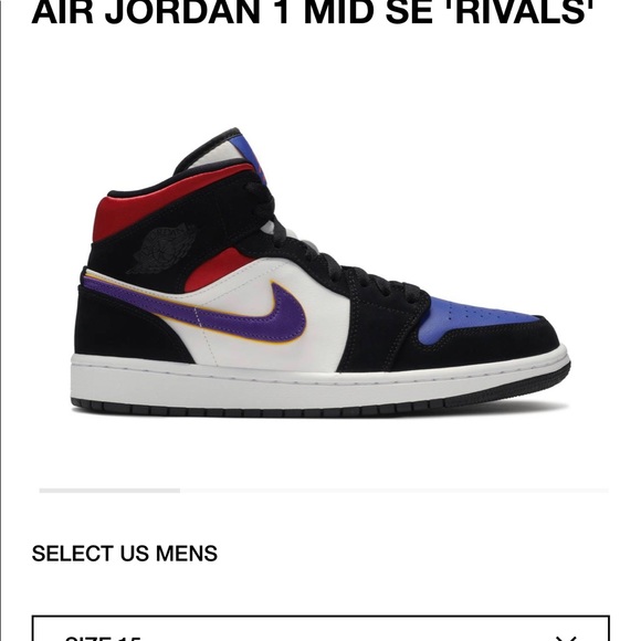 Jordan 1 Mid SE “Lakers Top 3/Rivals” men’s size 15 - Picture 5 of 7
